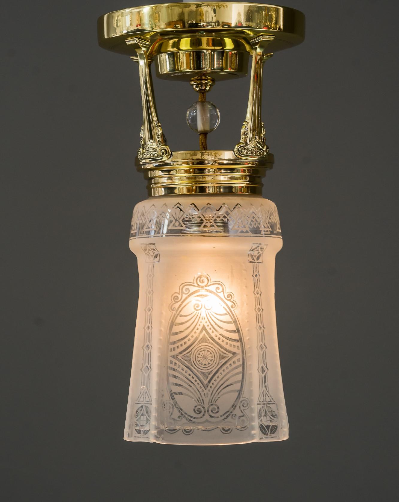 Art Deco Ceiling Lamp, Vienna, Around 1920s For Sale 9