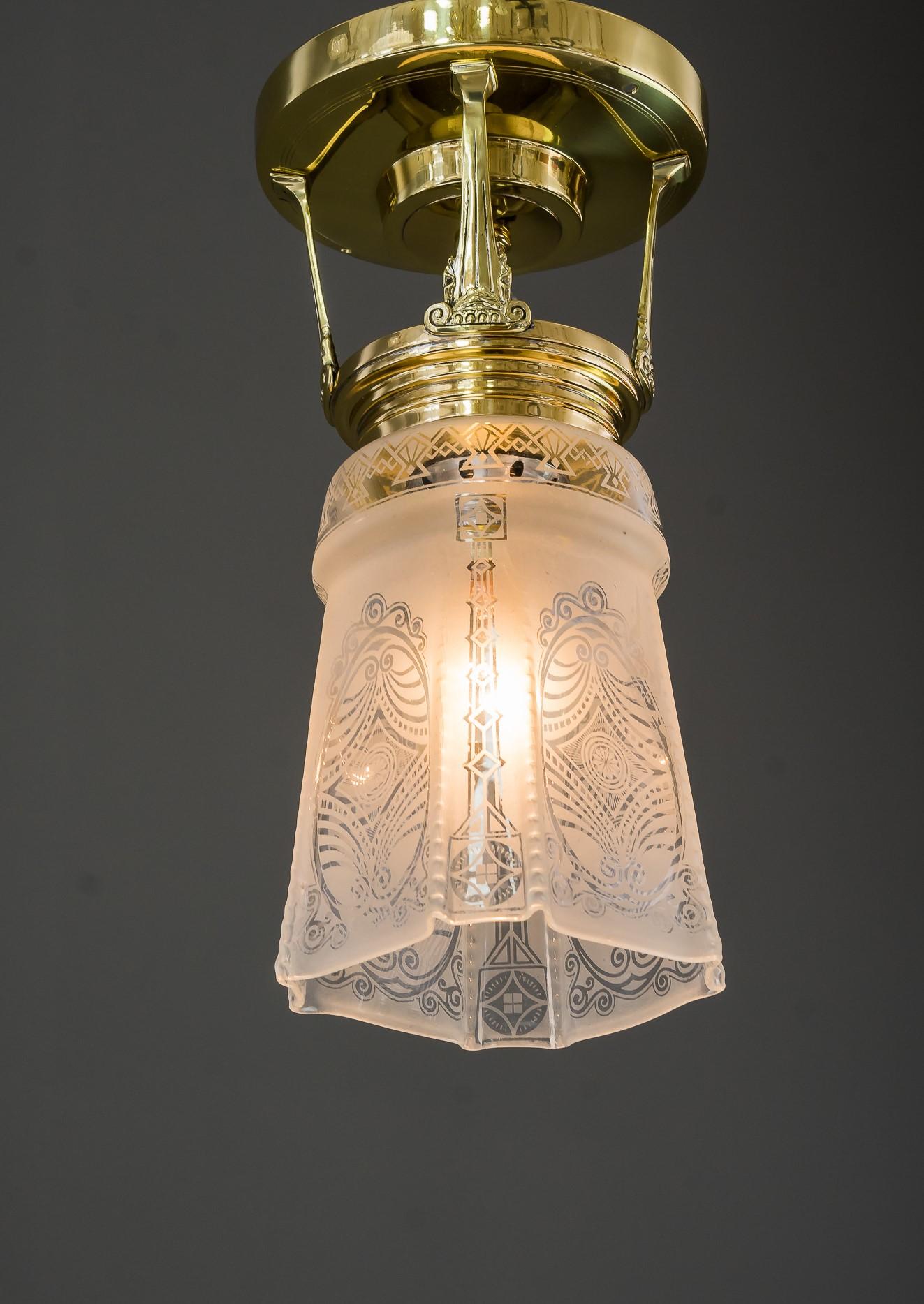 Early 20th Century Art Deco Ceiling Lamp, Vienna, Around 1920s For Sale
