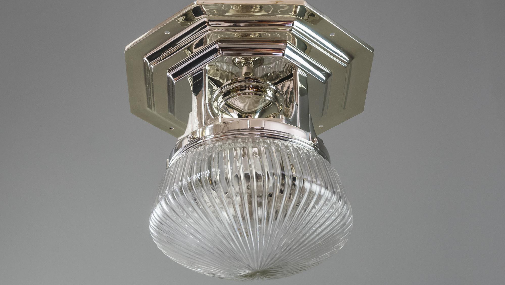 Alpaca Art Deco Ceiling Lamp, Vienna, circa 1920s