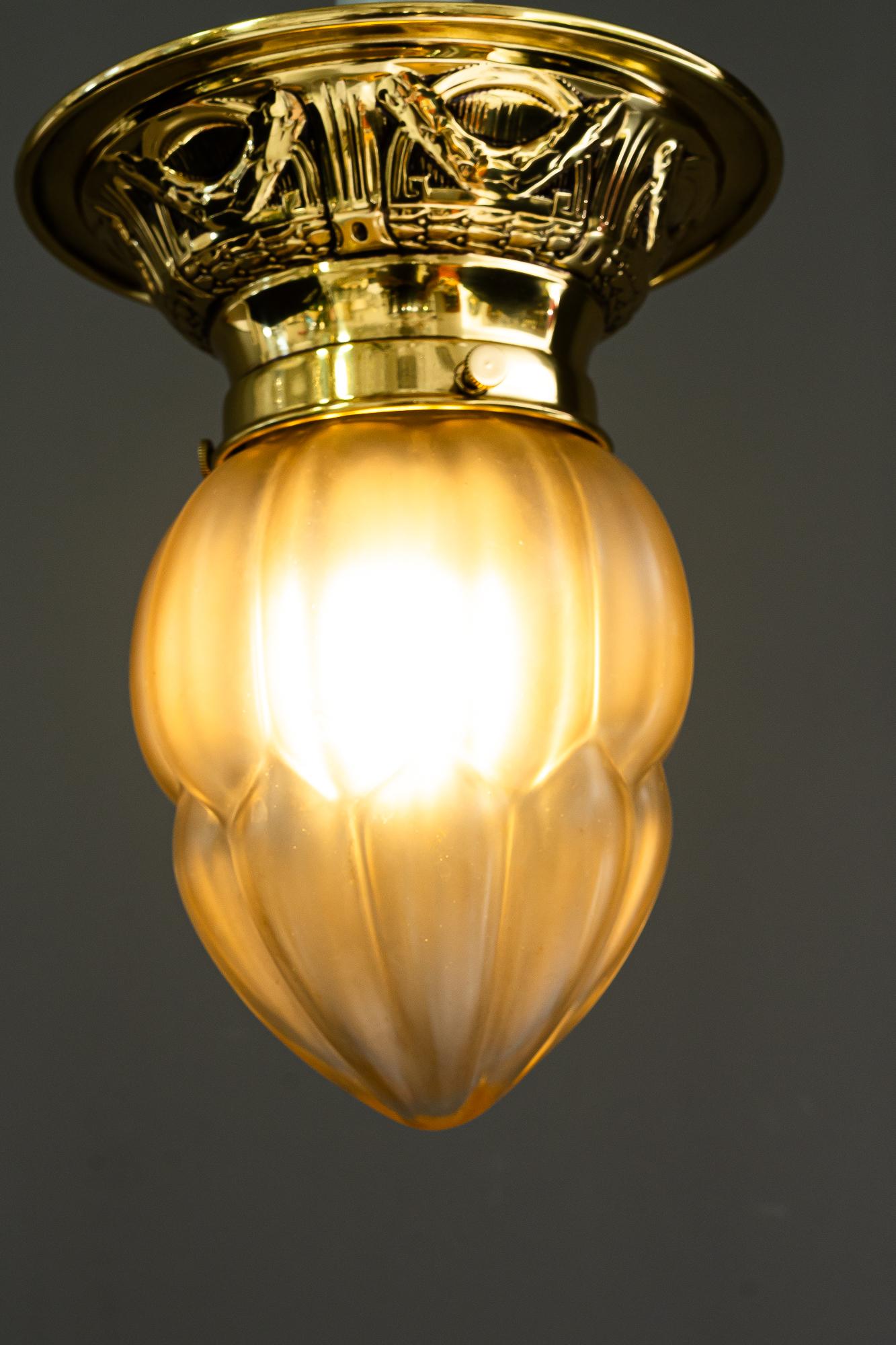 Brass Art Deco ceiling lamp vienna around 1920s For Sale