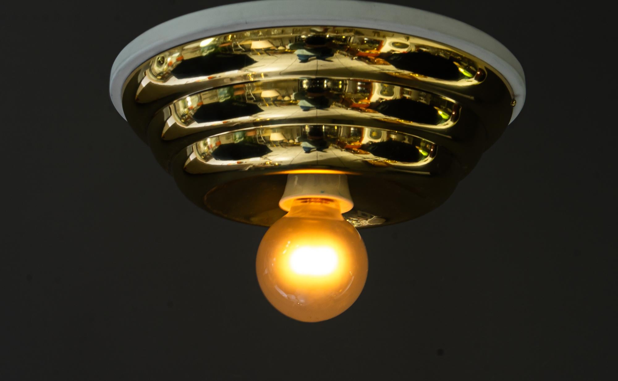 Brass Art deco ceiling lamp vienna around 1920s For Sale