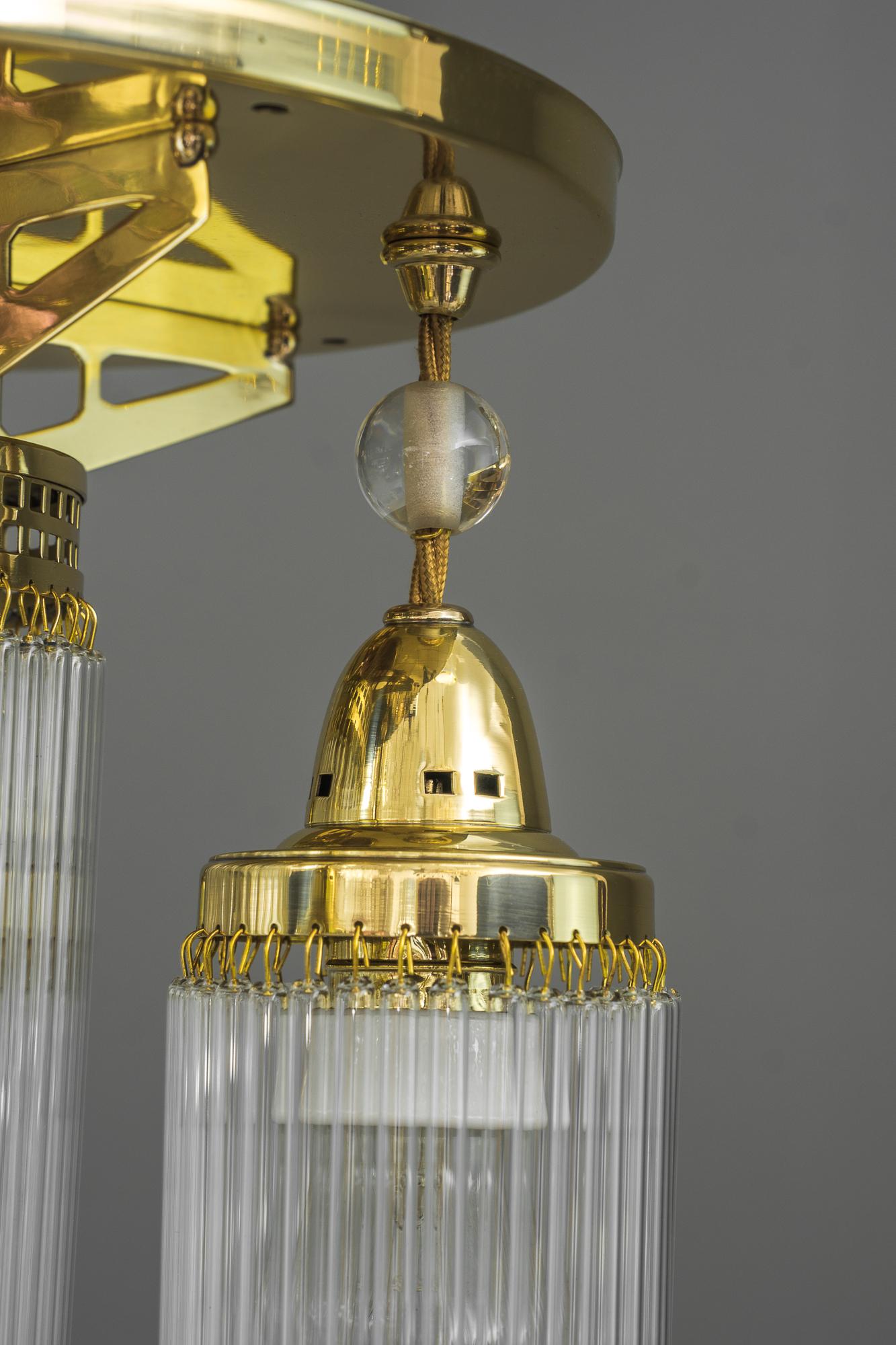 Brass Art Deco Ceiling Lamp Vienna Around 1920s For Sale
