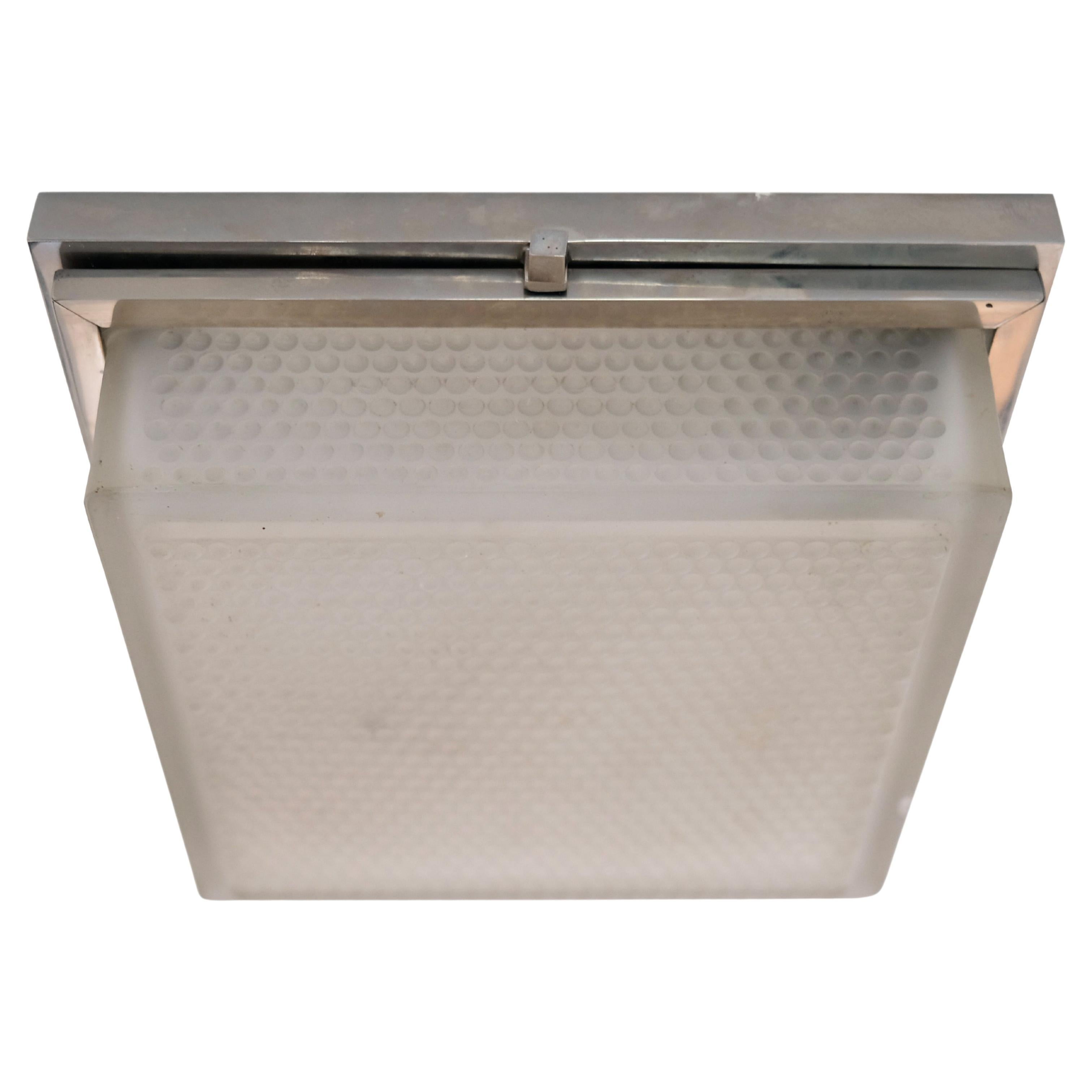 Art Deco Ceiling Lamp with a Square Shaped Frosted Glass, France 1930s