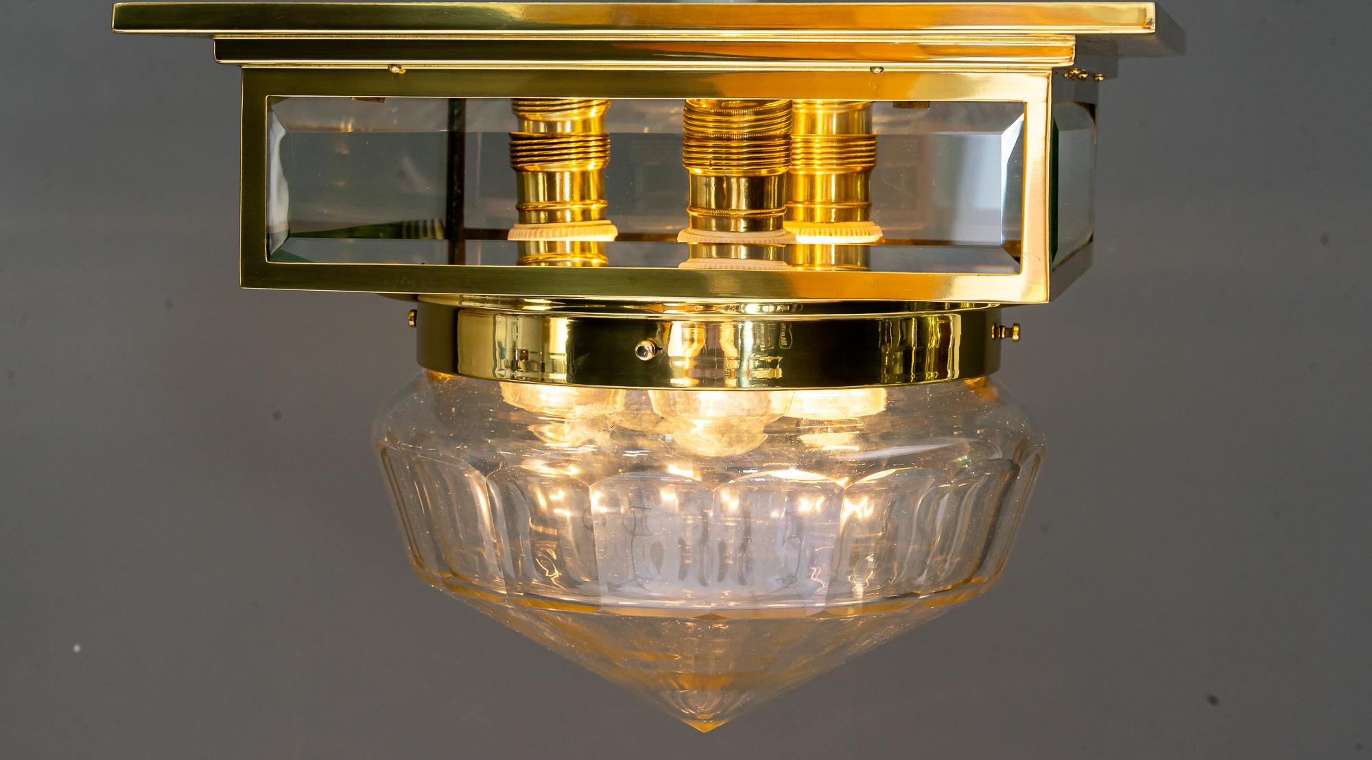 Art Deco ceiling lamp with an hight quality glass shade around 1920s 3