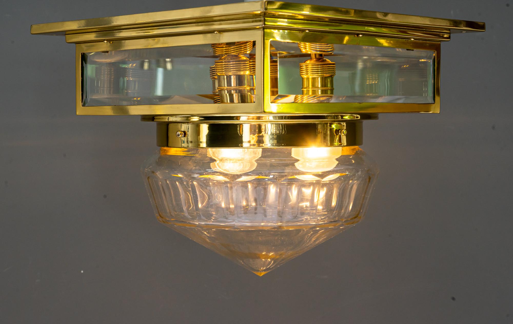 Art Deco ceiling lamp with an hight quality glass shade around 1920s 4