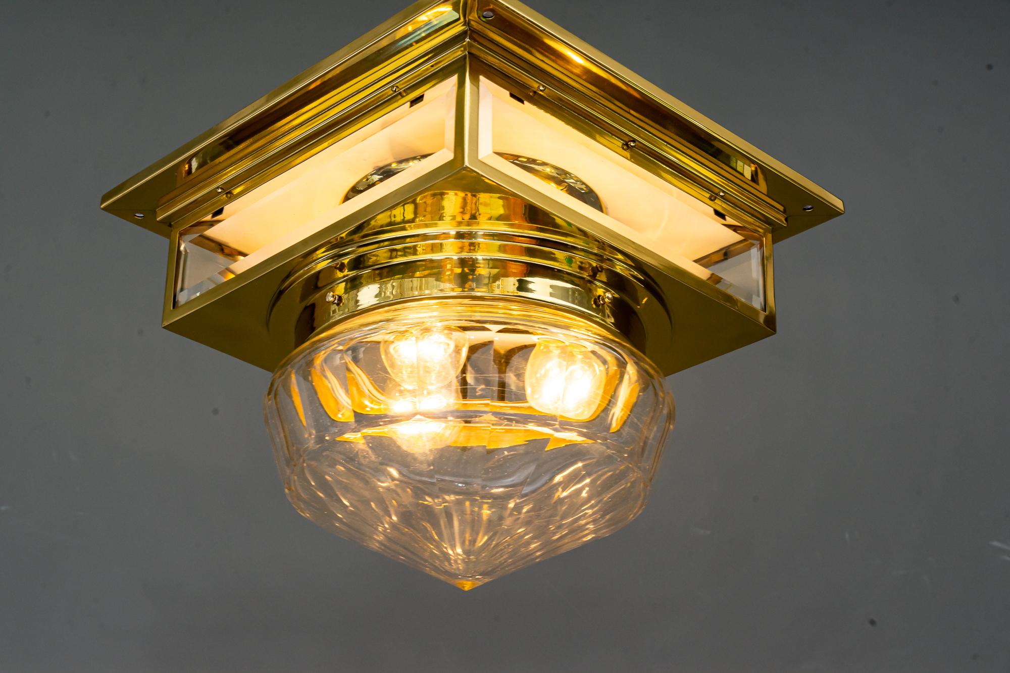 Art Deco ceiling lamp with an hight quality glass shade around 1920s 5