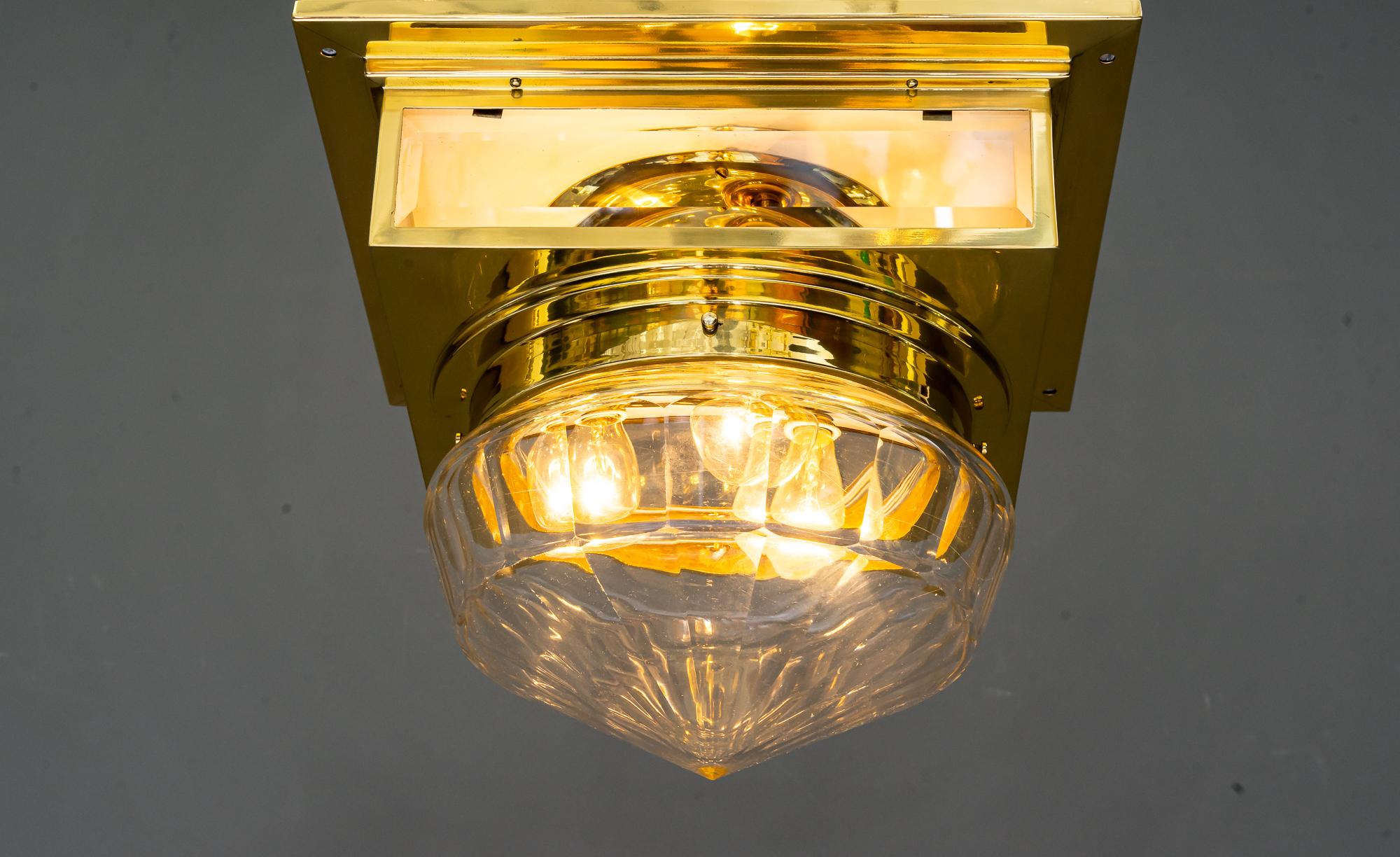 Art Deco ceiling lamp with an hight quality glass shade around 1920s 6