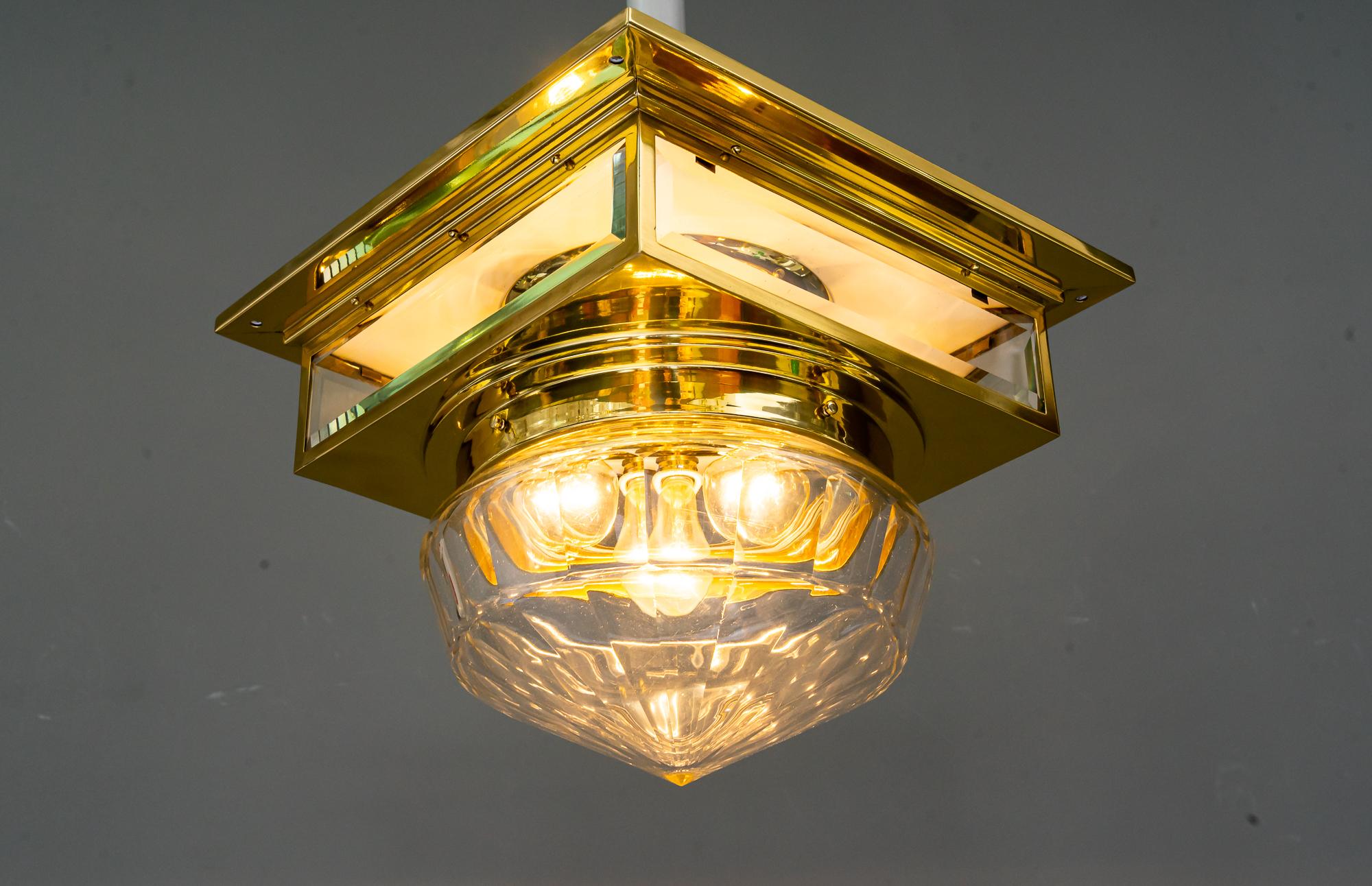 Art Deco ceiling lamp with an hight quality glass shade around 1920s 11
