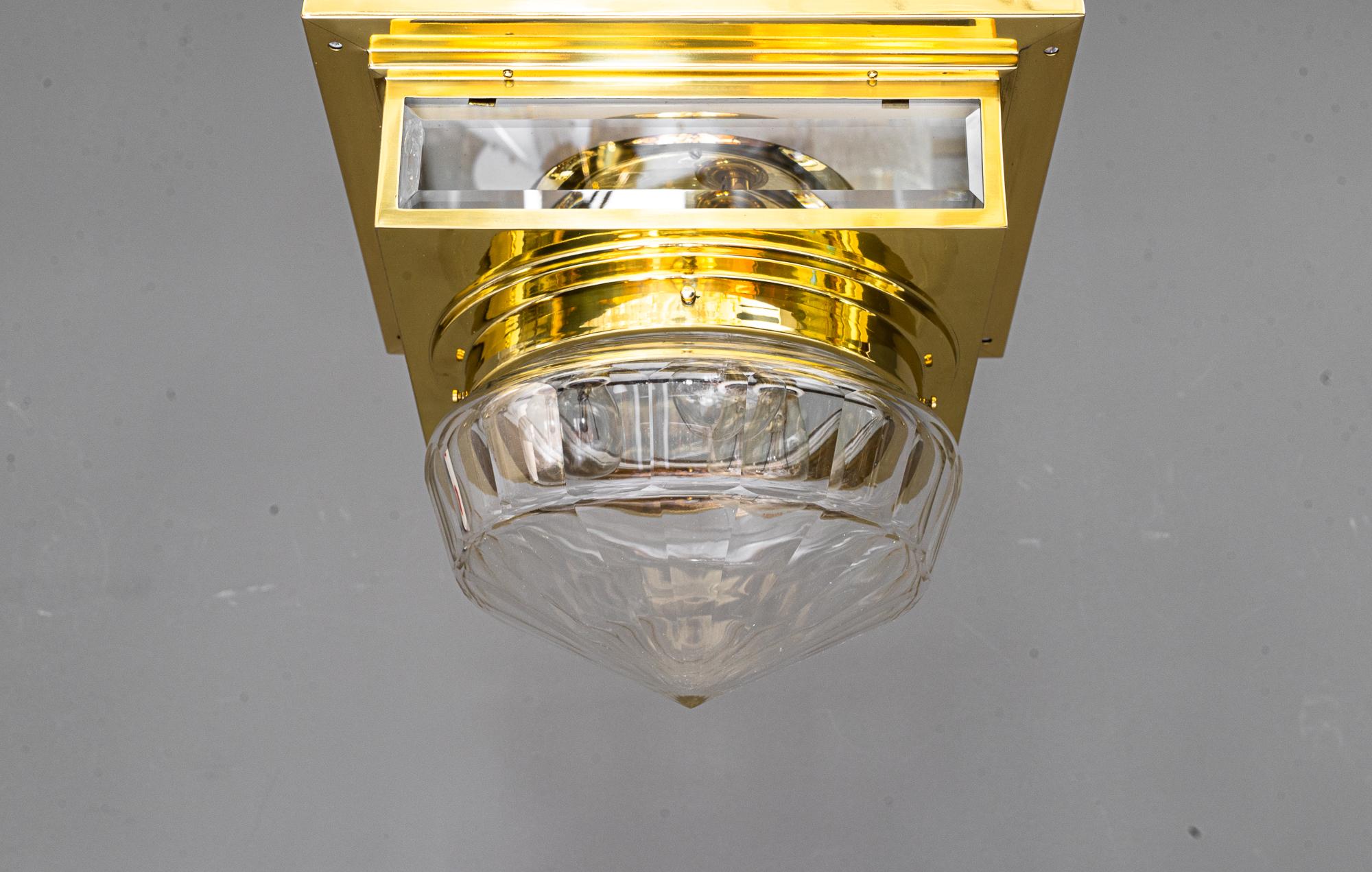 Austrian Art Deco ceiling lamp with an hight quality glass shade around 1920s