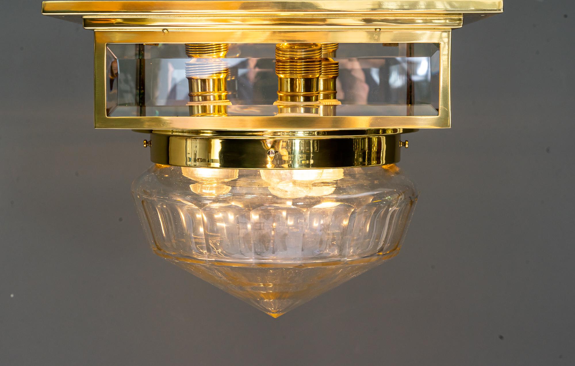 Art Deco ceiling lamp with an hight quality glass shade around 1920s 2