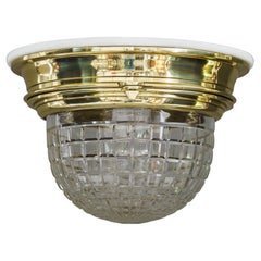 Art Deco Ceiling Lamp with Cut Glass Shade Vienna Around, 1920s