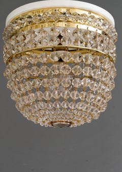 Art Deco ceiling lamp with cut glass vienna around 1920s