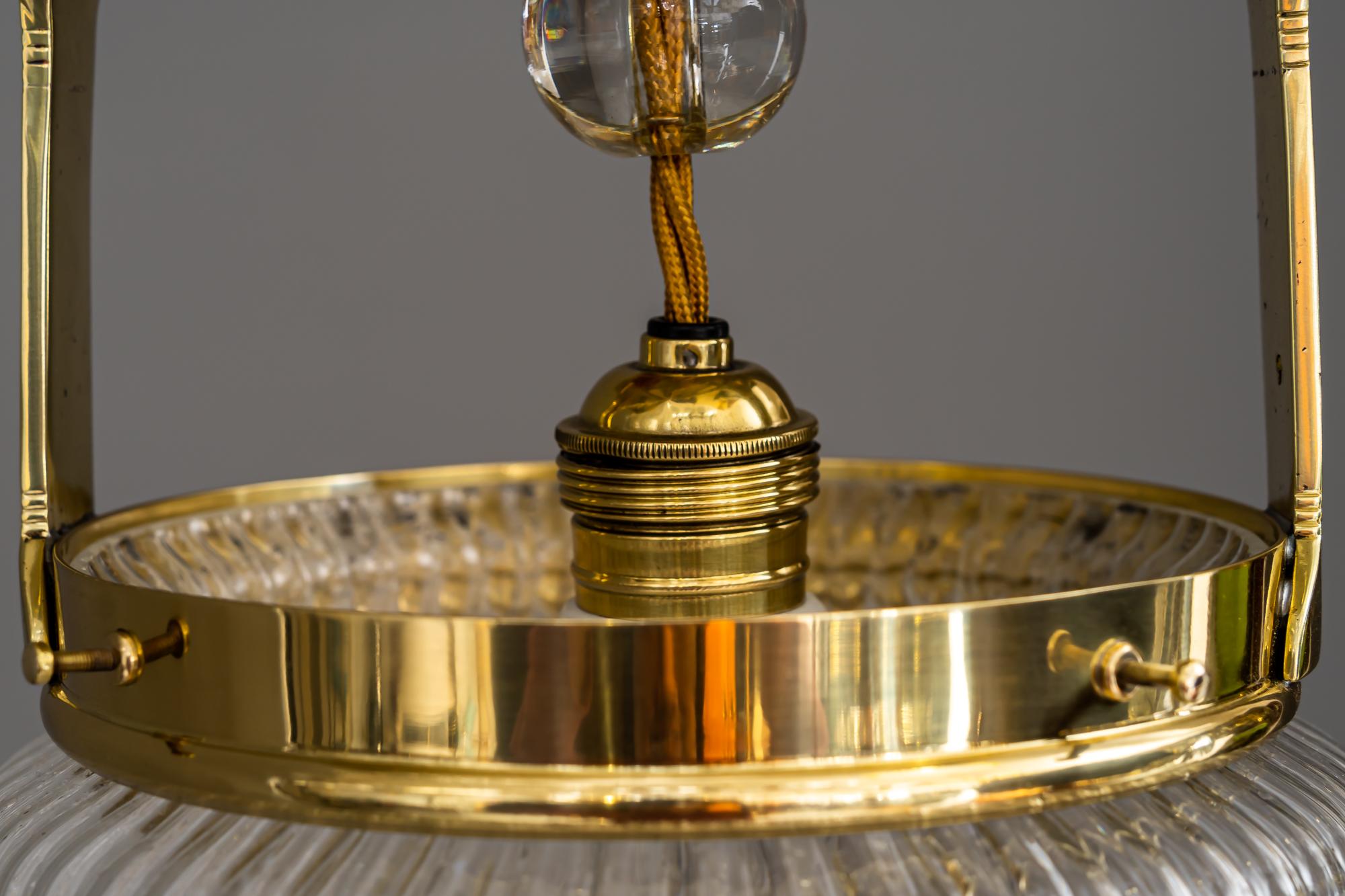 Art Deco Ceiling Lamp with Cut Glass Vienna Around 1920s 1