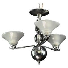 Art Deco Ceiling Lamp with Glass Balls, Machine Age, 1920s