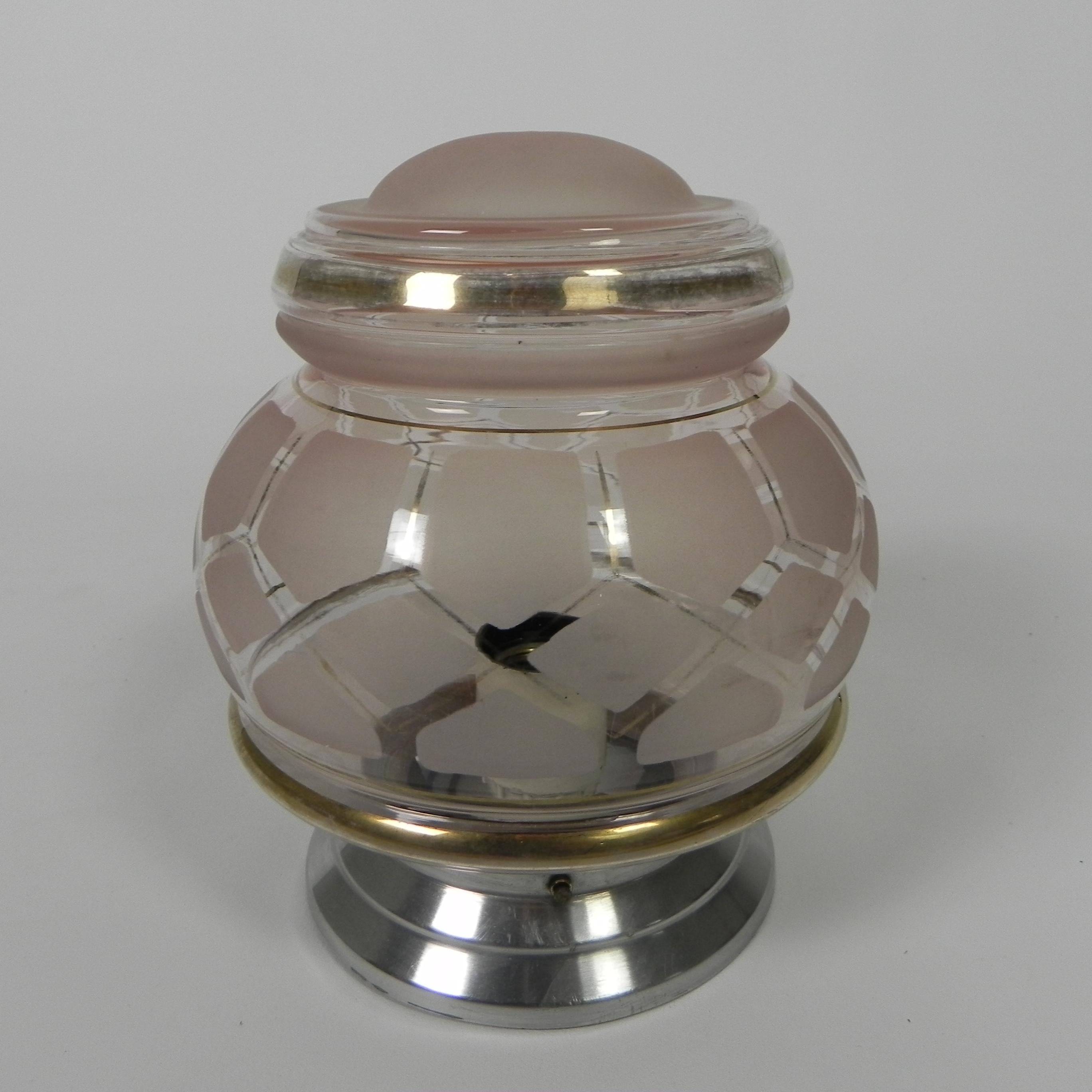 Mid-20th Century Art Deco ceiling lamp with glass shade, 1930s For Sale