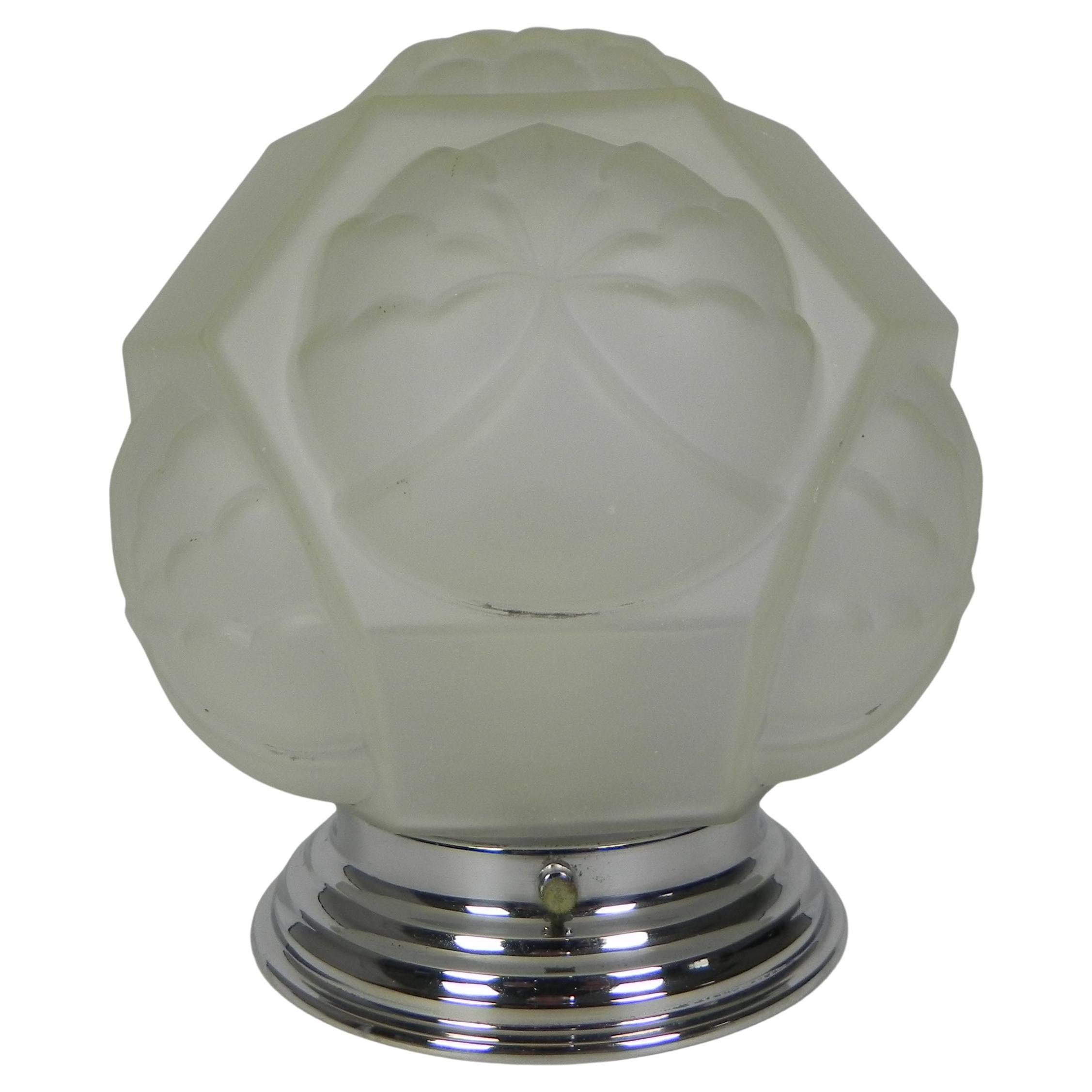 Art Deco ceiling lamp with glass shade, 1930s For Sale