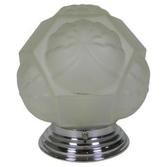 Antique Art Deco ceiling lamp with glass shade, 1930s