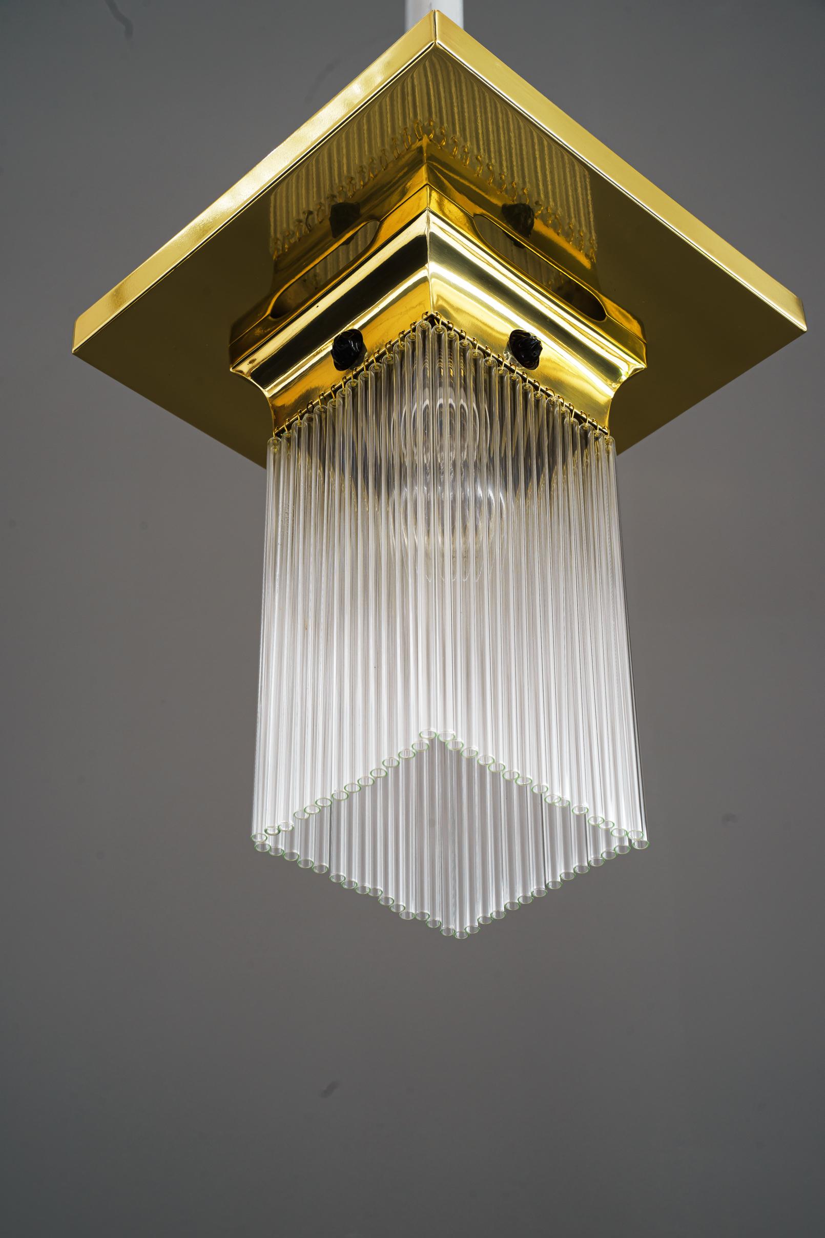 Austrian Art Deco Ceiling Lamp with Glass Sticks Around 1920s For Sale