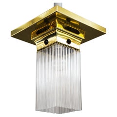 Lampada da soffitto Art Deco con bastoncini di vetro degli anni '20 circa