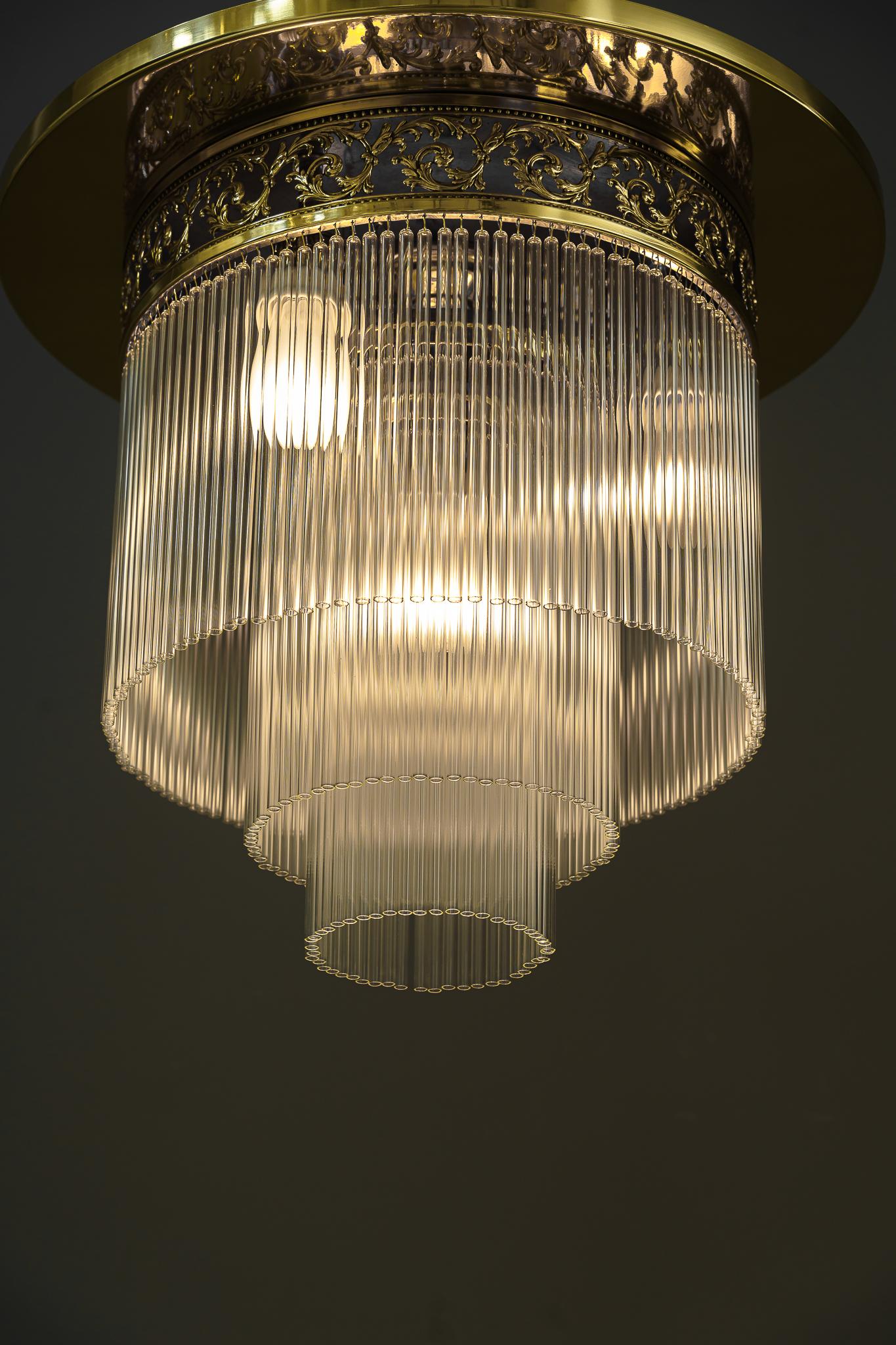 Art Deco Ceiling Lamp with Glass Sticks, Vienna, Around 1920s For Sale 1