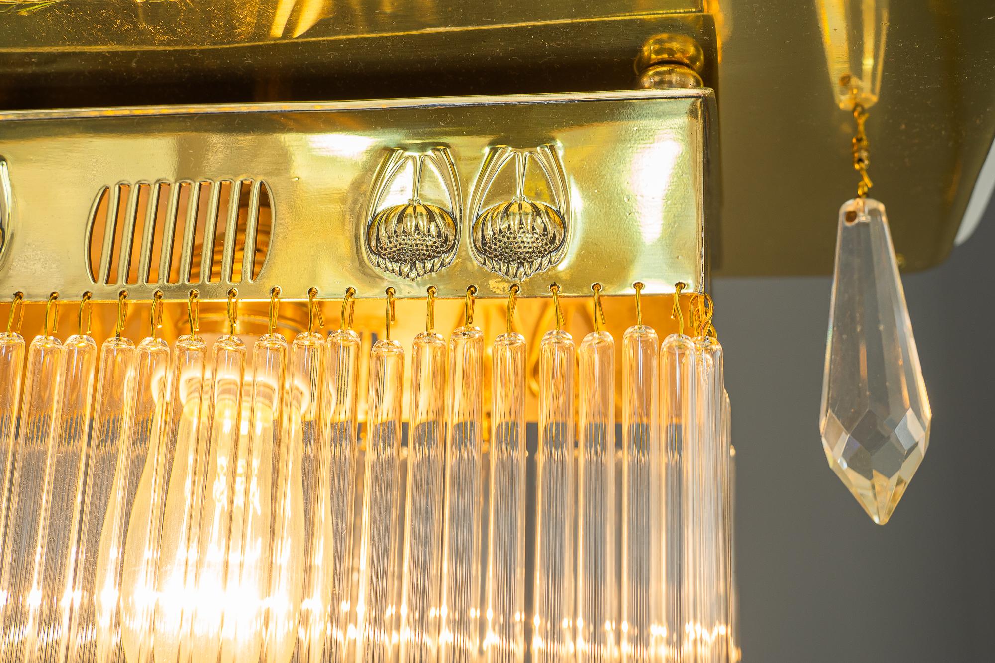 Art Deco ceiling lamp with glass sticks vienna around 1920s For Sale 3