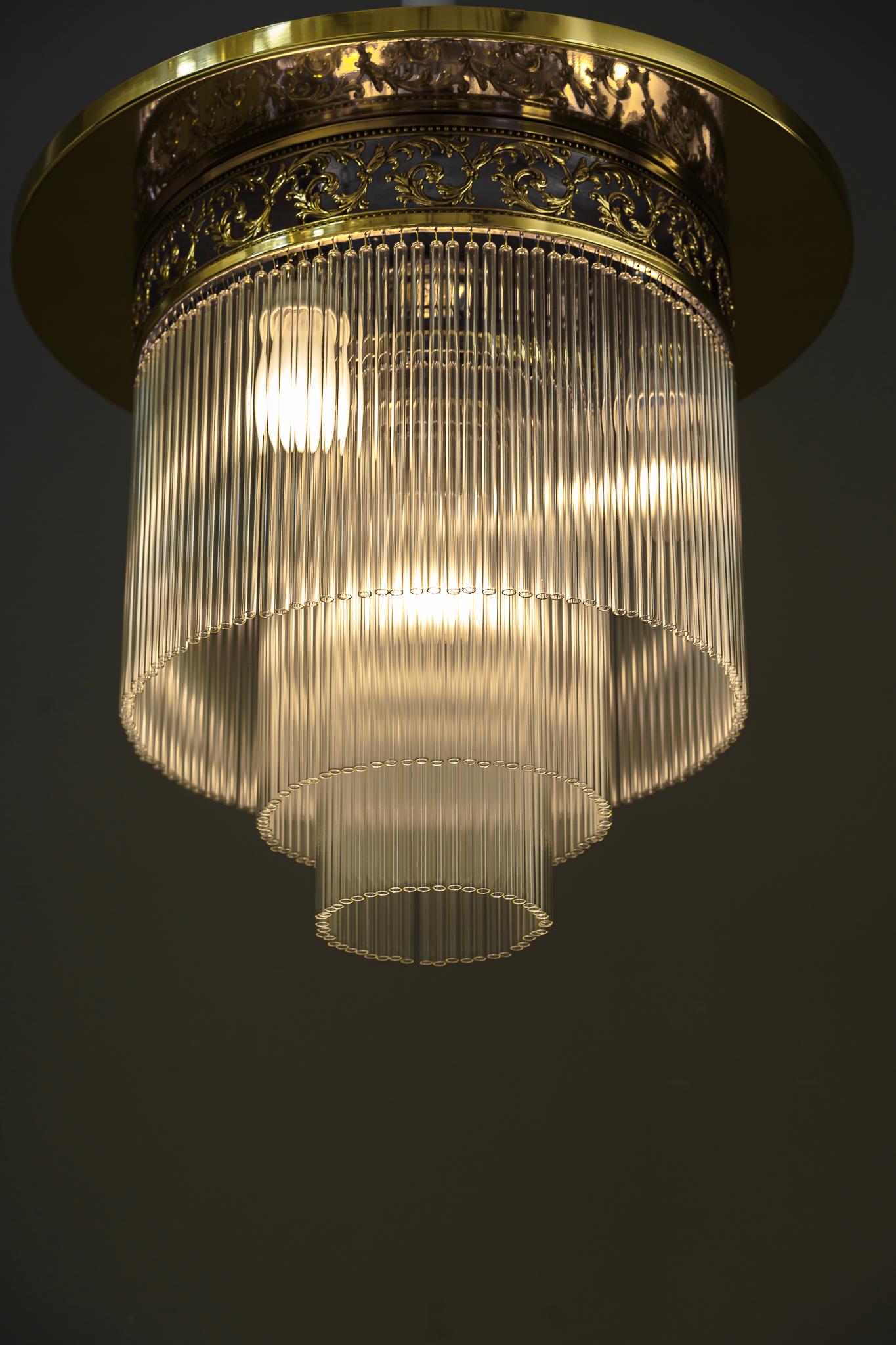 Art Deco Ceiling Lamp with Glass Sticks, Vienna, Around 1920s For Sale 2