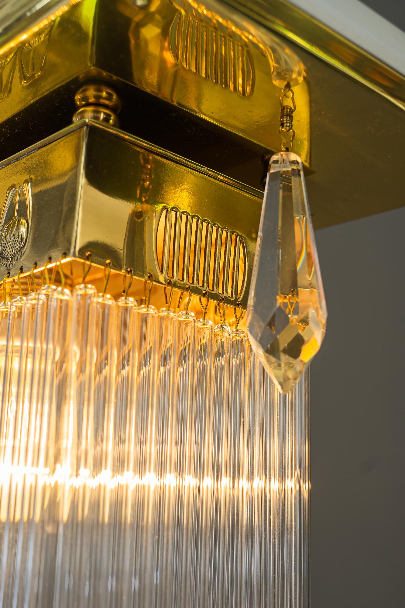 Art Deco ceiling lamp with glass sticks vienna around 1920s For Sale 4