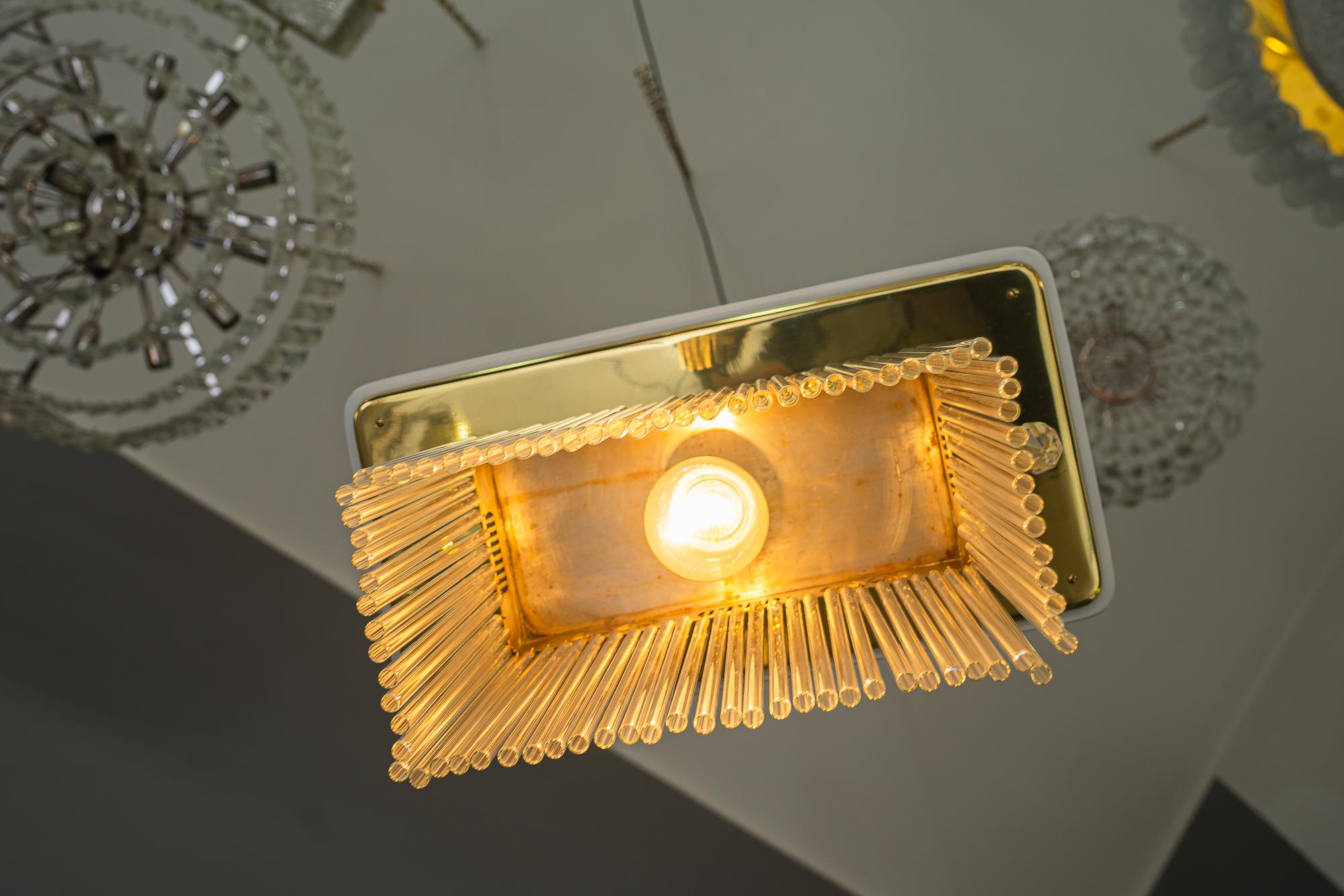Art Deco ceiling lamp with glass sticks vienna around 1920s For Sale 5