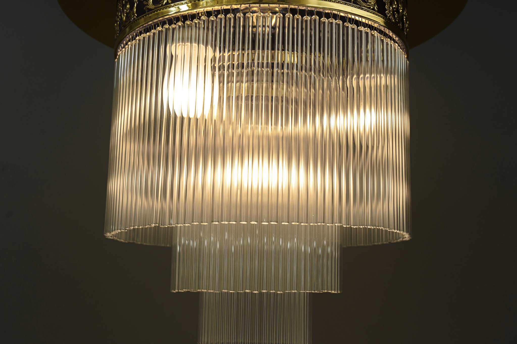 Art Deco Ceiling Lamp with Glass Sticks, Vienna, Around 1920s For Sale 6