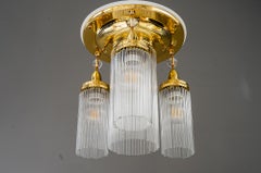 Lámpara de techo Art Decó con varillas de cristal viena alrededor de 1920