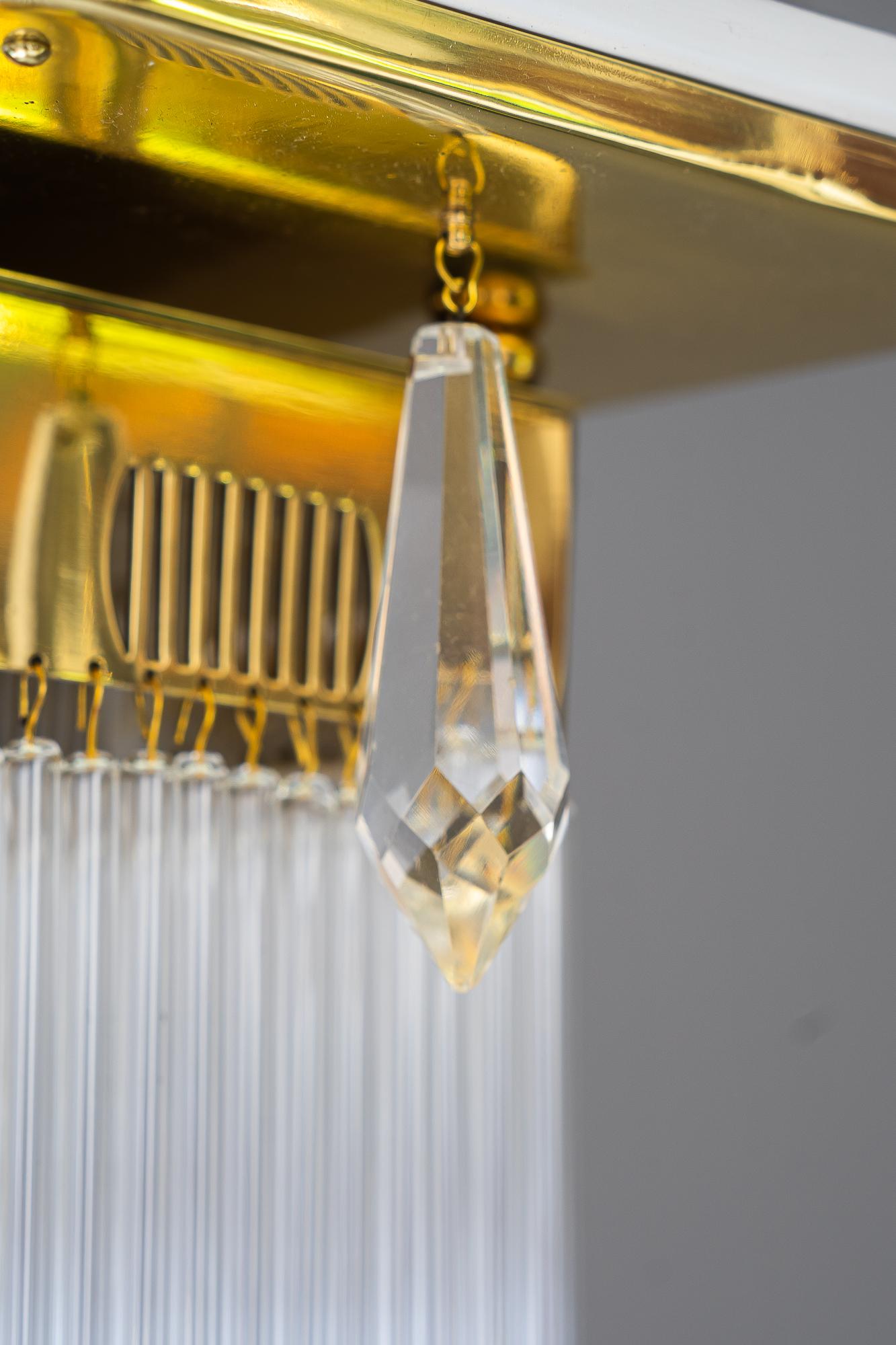 Lacquered Art Deco ceiling lamp with glass sticks vienna around 1920s For Sale