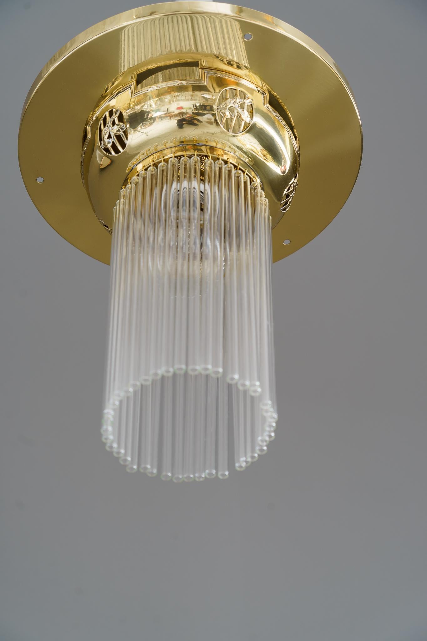 Art Deco Ceiling Lamp with Glass Sticks Vienna Around 1920s In Good Condition For Sale In Wien, AT