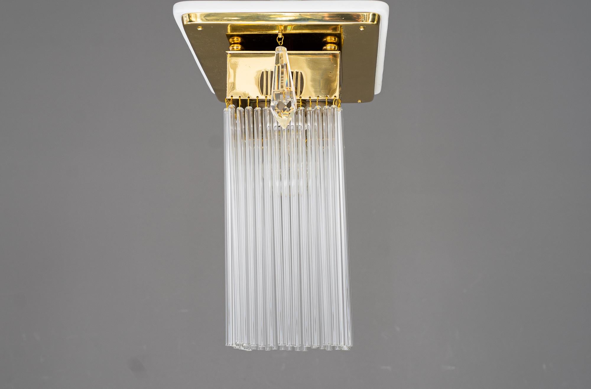 Early 20th Century Art Deco ceiling lamp with glass sticks vienna around 1920s For Sale