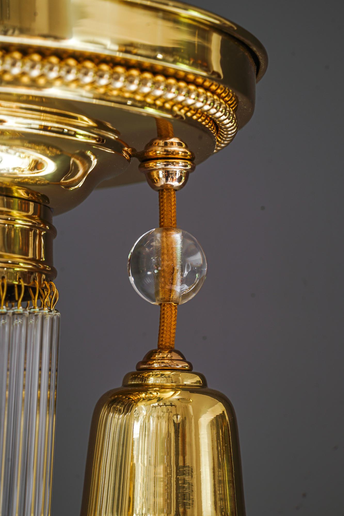 Early 20th Century Art Deco Ceiling Lamp with Glass Sticks, Vienna, Around 1920s