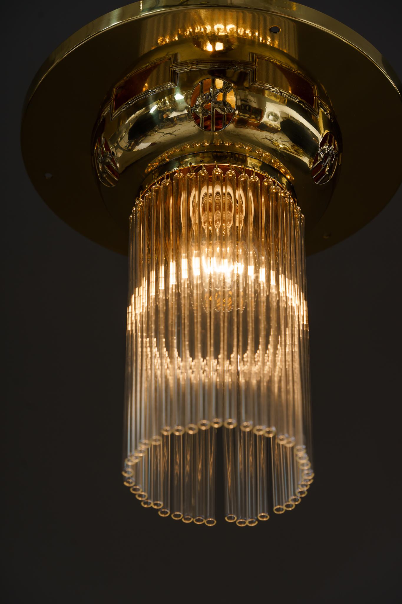 Art Deco Ceiling Lamp with Glass Sticks Vienna Around 1920s For Sale 1
