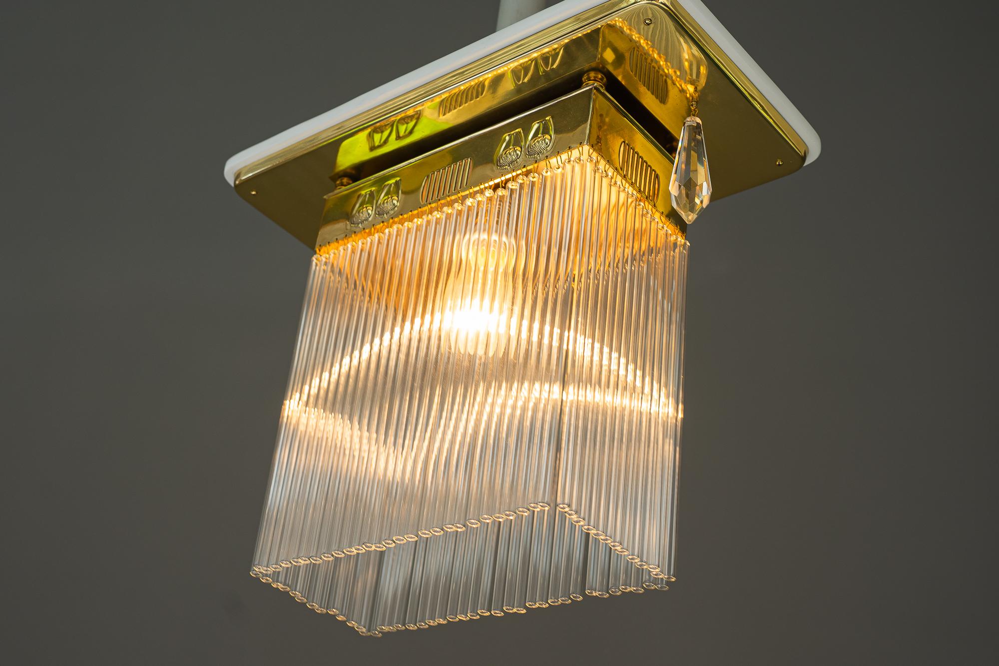 Art Deco ceiling lamp with glass sticks vienna around 1920s For Sale 1