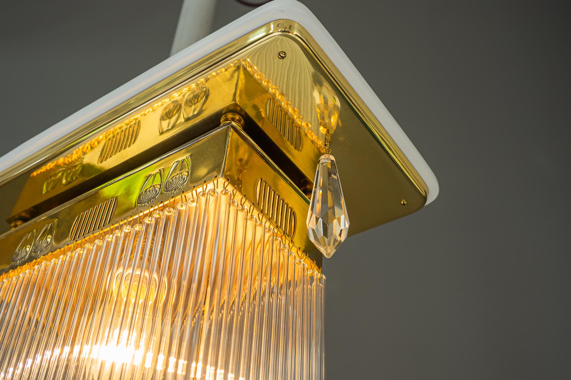 Art Deco ceiling lamp with glass sticks vienna around 1920s For Sale 2