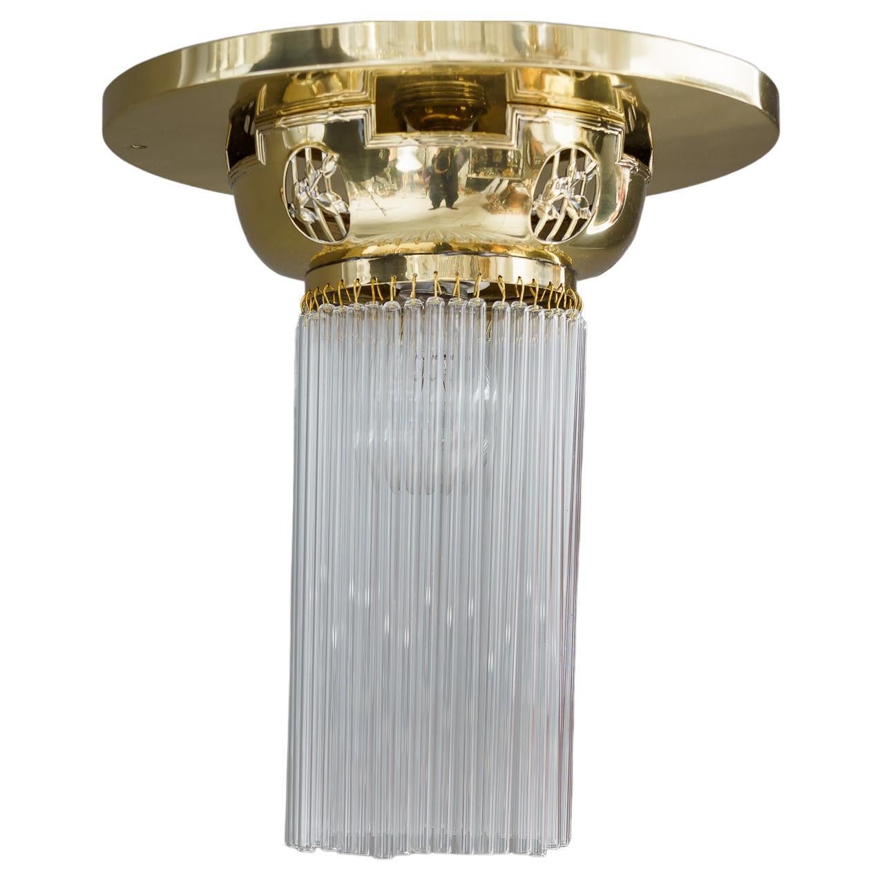 Art Deco Ceiling Lamp with Glass Sticks Vienna Around 1920s For Sale