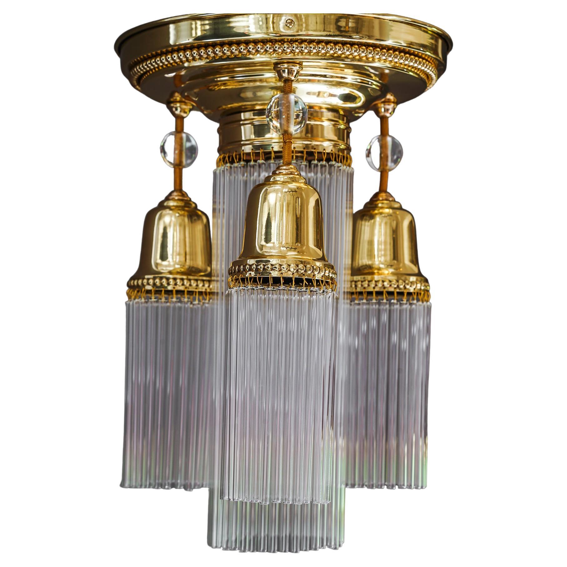 Art Deco Ceiling Lamp with Glass Sticks, Vienna, Around 1920s For Sale at  1stDibs