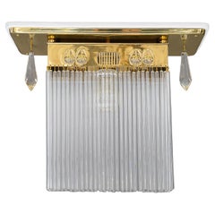 Lampada da soffitto Art Deco con bacchette di vetro di Vienna degli anni '20 circa