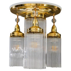 Lampada da soffitto Art Deco con bacchette di vetro di Vienna degli anni '20 circa