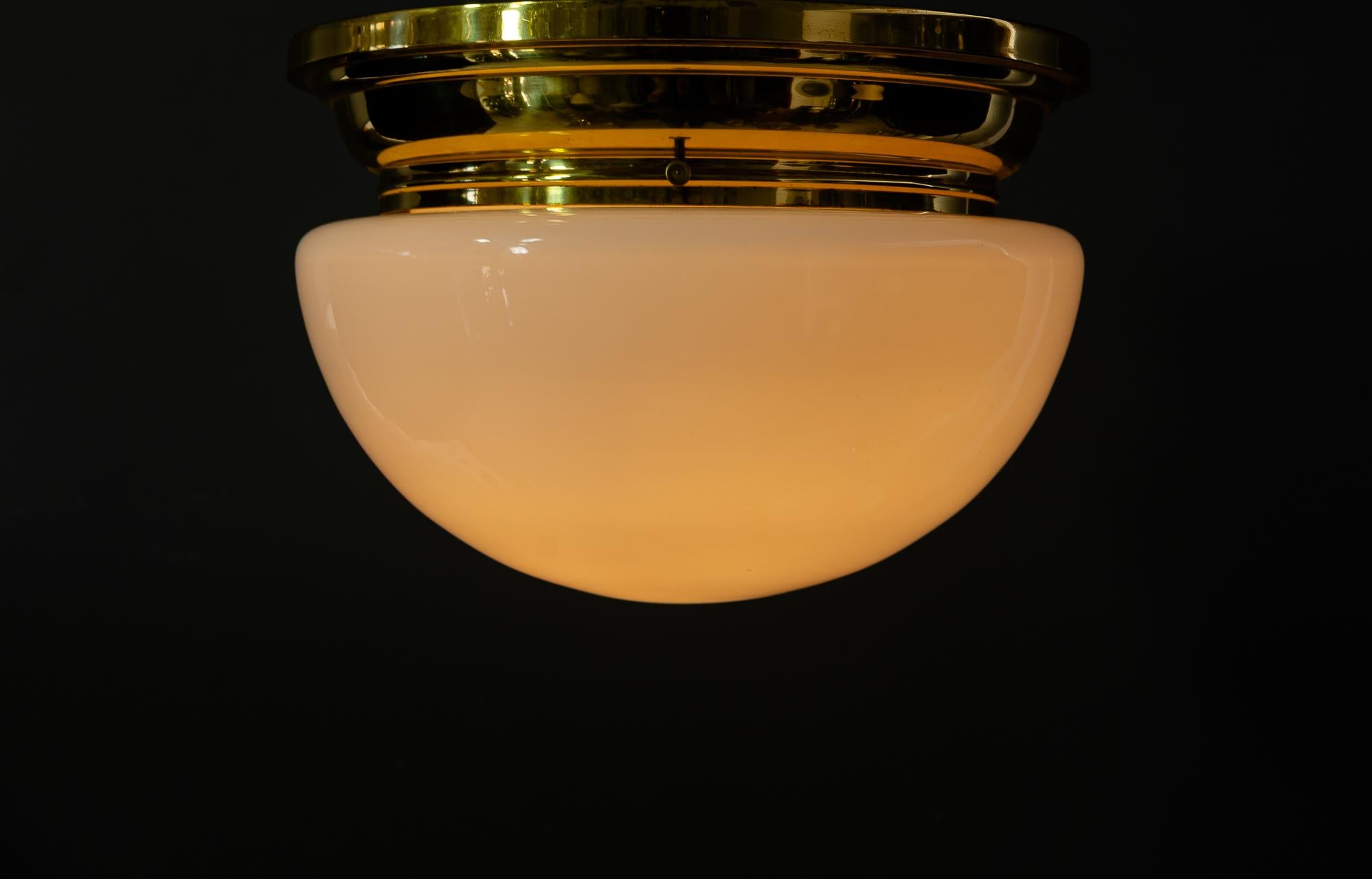 Art Deco ceiling lamp with opal glass shade vienna around 1920 For Sale 3