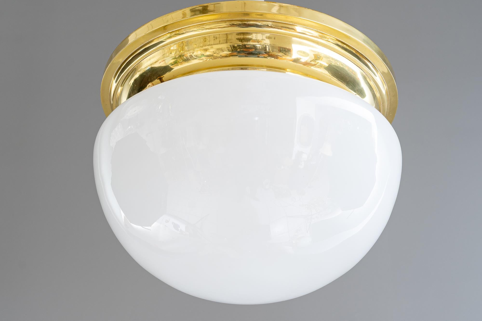 Austrian Art Deco ceiling lamp with opal glass shade vienna around 1920 For Sale