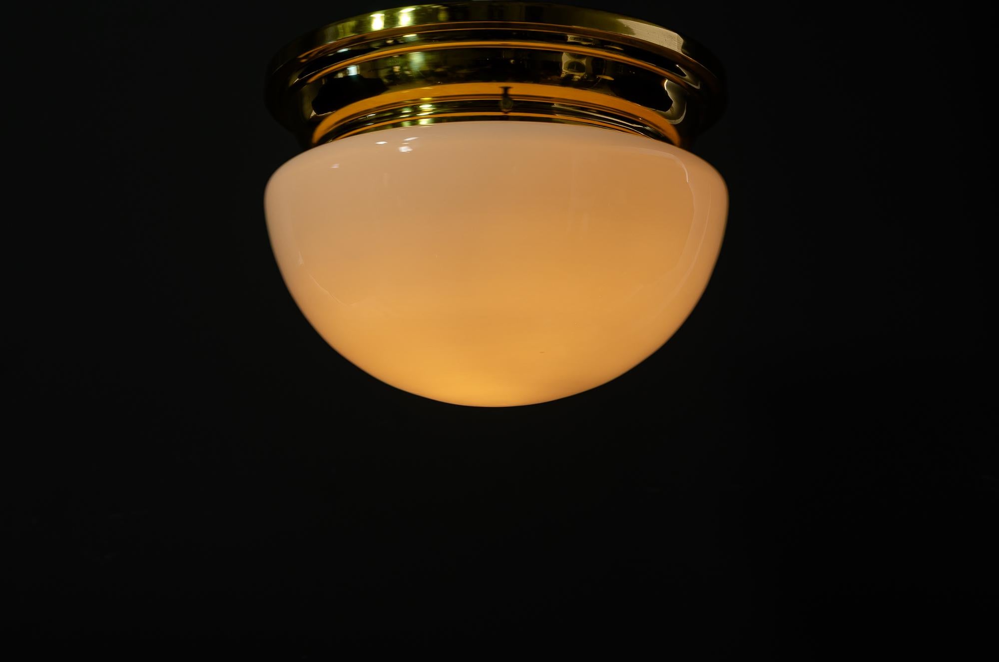 Art Deco ceiling lamp with opal glass shade vienna around 1920 In Good Condition For Sale In Wien, AT