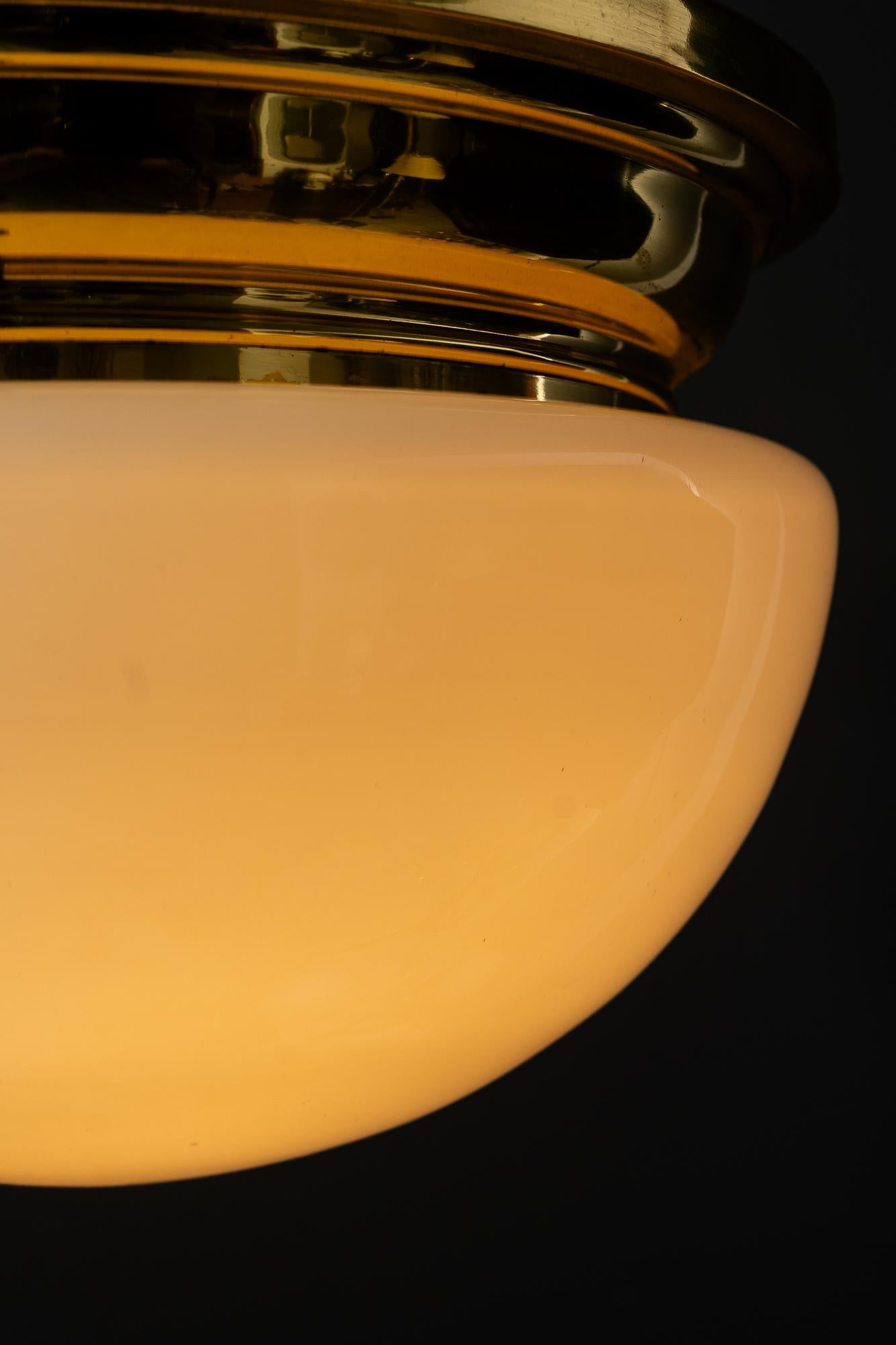 Art Deco ceiling lamp with opal glass shade vienna around 1920 For Sale 1