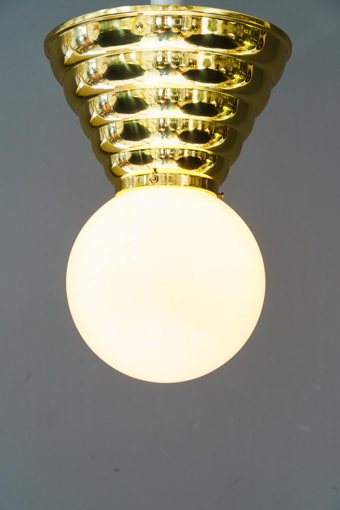 Austrian Art Deco ceiling lamp with opal glass shade vienna around 1920s For Sale