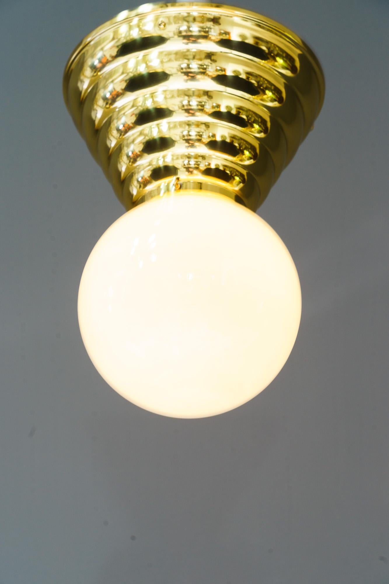 Art Deco ceiling lamp with opal glass shade vienna around 1920s In Good Condition For Sale In Wien, AT