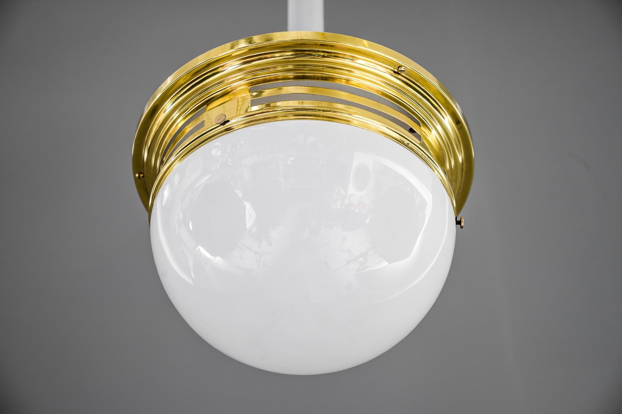 Lacquered Art Deco Ceiling Lamp with Opal Glass Vienna Around 1920s