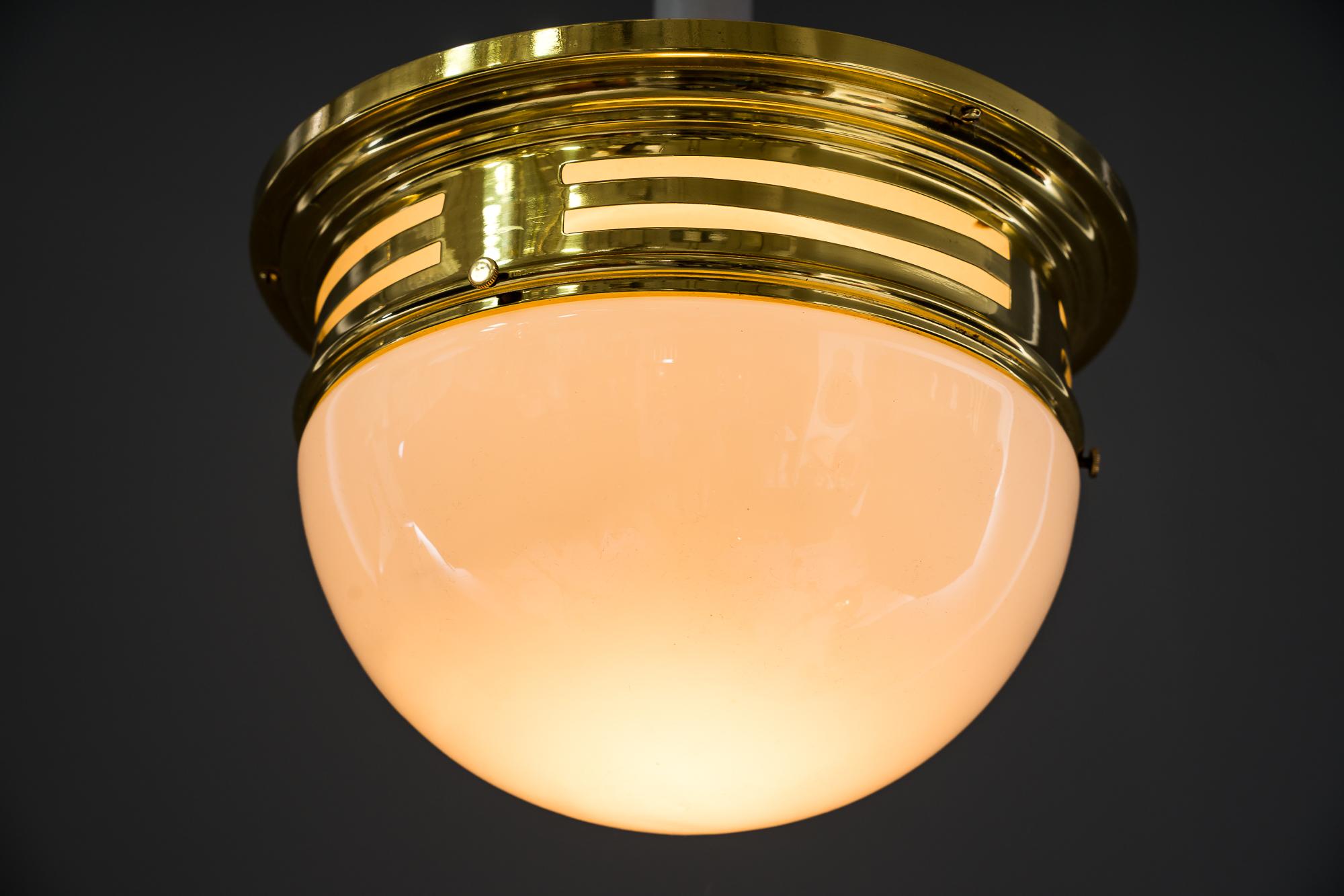 Art Deco Ceiling Lamp with Opal Glass Vienna Around 1920s In Good Condition In Wien, AT