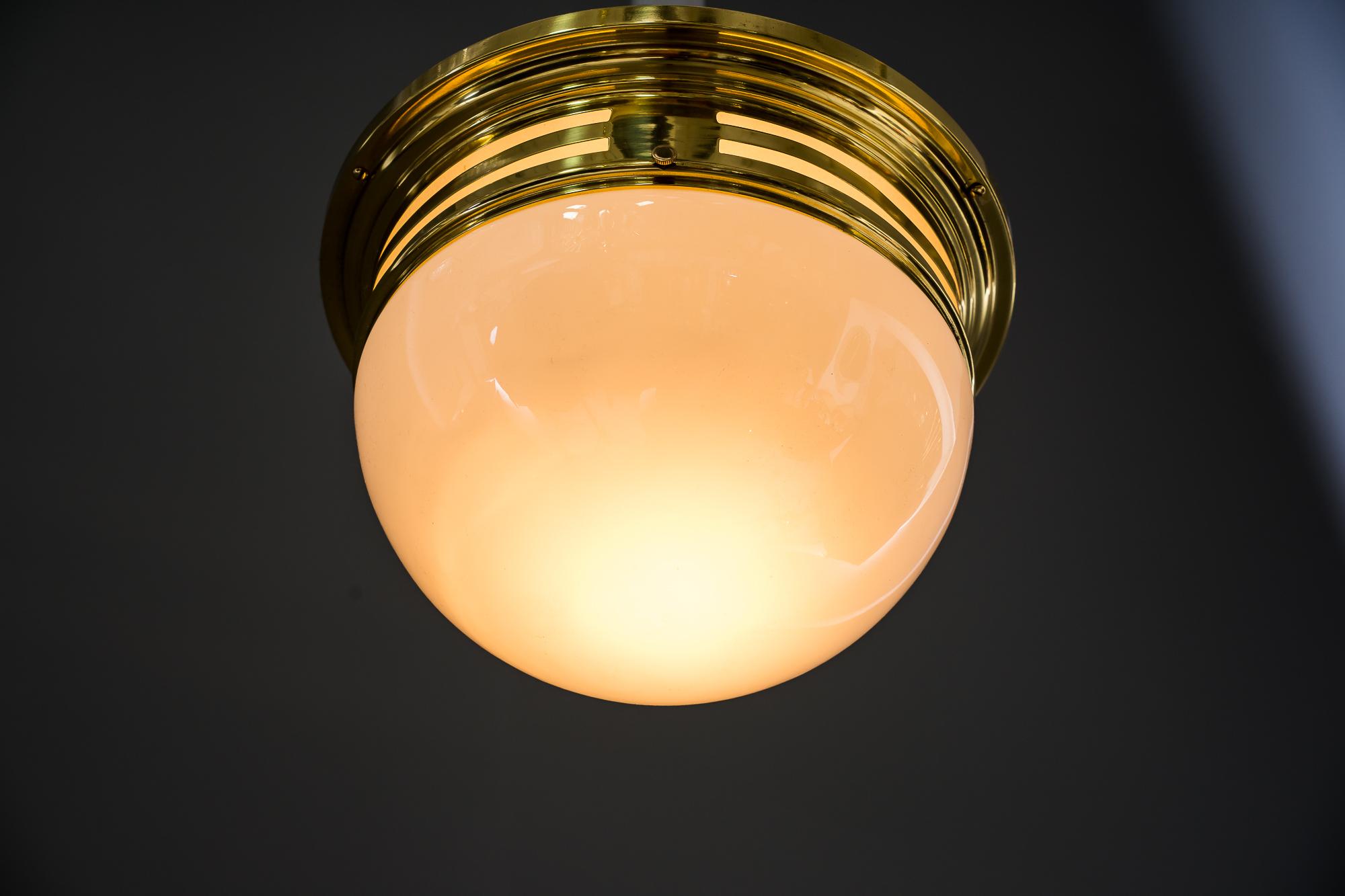 Art Deco Ceiling Lamp with Opal Glass Vienna Around 1920s 1